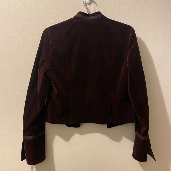 Theory Burgundy velvet Cropped jacket size 10 - Picture 2 of 11